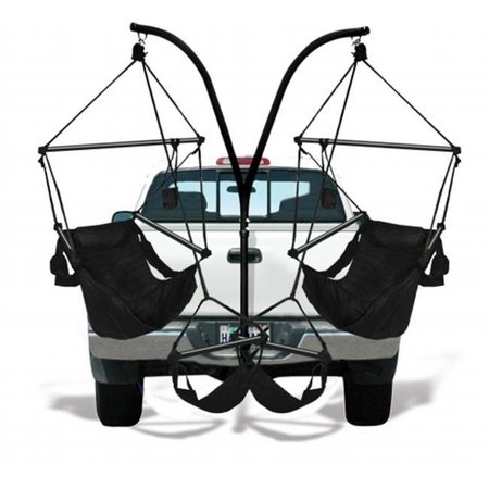 GRILLTOWN KingsPond   Hammaka Trailer Hitch Stand with Jet Black Hammaka Chairs Combo GR88288